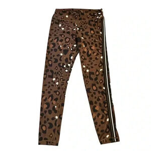 THE UPSIDE Leggings Leopard Print Leggings Striped Side Women's Size M